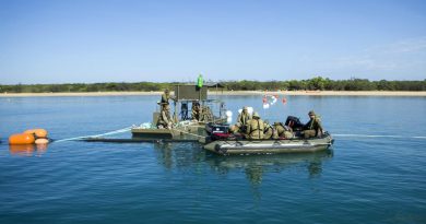 Australian Army petroleum operators set up a pontoon and towed flexible barge system at the Cowley Beach Training Area during Exercise Overland Nautical Petros 21. Story by Private Jacob Joseph.