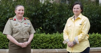 Deputy Head of the Joint Support Services Division Brigadier Nicole Longley with Gender, Peace and Security Director Captain (RAN) Jennifer Macklin. Story by Leading Seaman Kylie Jagiello. Photo by Kym Smith.