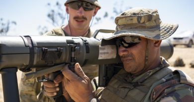 Australian Army Private Ryan Robertson conducts weapon training on the 84mm Carl Gustav with Papua New Guinea Defence Force Corporal Shaun Bereda during Exercise Kumul Exchange 21 at the Townsville Field Training Area. Story by Private Jacob Joseph. Photo by Corporal Brandon Grey.