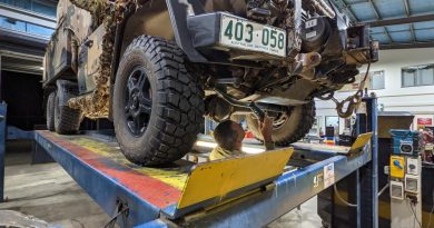 Army vehicle mechanic Warrant Officer Class Two James Gorman inspects a G-Wagon in the workshops of the 51st Battalion, Far North Queensland Regiment, at Porton Barracks in Cairns. Story by Corporal Michael Rogers.