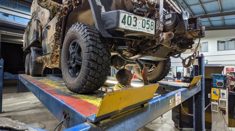 Army vehicle mechanic Warrant Officer Class Two James Gorman inspects a G-Wagon in the workshops of the 51st Battalion, Far North Queensland Regiment, at Porton Barracks in Cairns. Story by Corporal Michael Rogers.