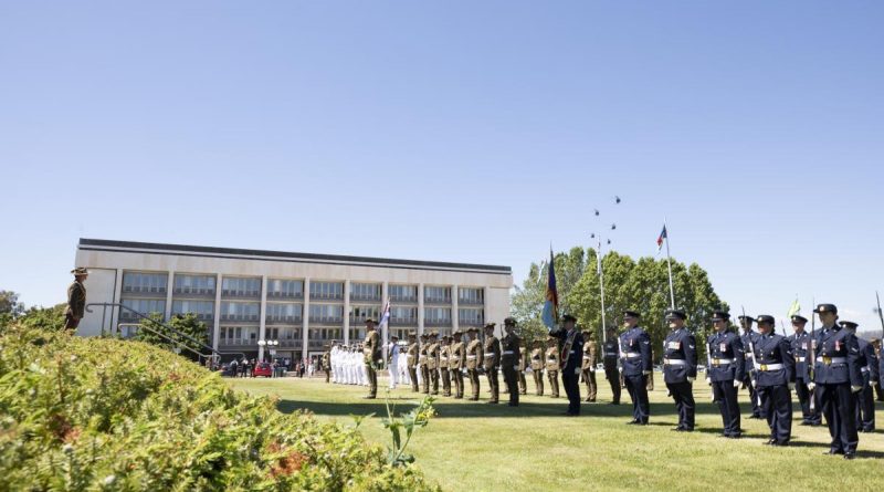 Six S70A-9 Black Hawk and MRH90 Taipan helicopters from 6 Aviation Regiment fly over Russell Offices, to mark the establishment of Army Aviation Command. Photo by Jay Cronan.