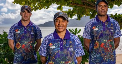 Recruits Marlou Brown, Velma Tsang and Gregory Footscray on the Cairns Esplanade. Story by Lieutenant Nancy Cotton. Photo by Leading Seaman Shane Cameron.