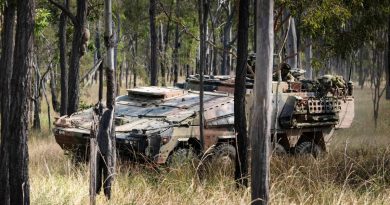 A Boxer Combat Reconnaissance Vehicle conducts a live-fire battle run during exercise Diamond Walk at Shoalwater Bay, Queensland. Story by Lieutenant Colonel Phil Pyke. Photo by Private Jacob Hilton.