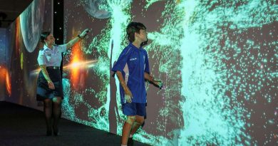 Leading Aircraftwoman Chantelle Bradford and Nailsworth Primary School student Lachlan enjoy the interactive experience of the Science Alive! expo in Adelaide. Story by Leading Aircraftwoman Jasna McFeeters. Photo by Corporal Brenton Kwaterski.