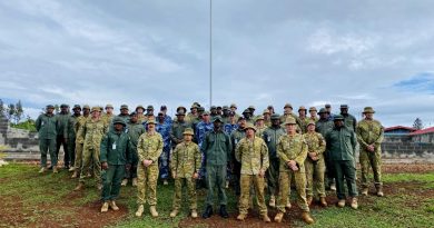 Members from the ADF and Republic of Fiji Military Forces construction engineer team at the end of Phase 1 in Vanua Levu, Fiji. Story by Captain Jessica O’Reilly.