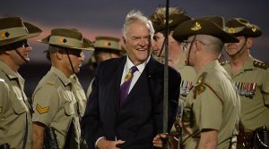 Governor of Western Australia Kim Beazley inspects the troops at the Pilbara Regiment Colours Parade. Photo by Sergeant Gary Dixon.