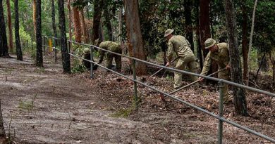 Volunteers from the 1st Signal Regiment clear a path used for cultural awareness activities at Terra Bulla Leumeah on North Stradbroke Island, Queensland. Story by Captain Miguel Ellis-Fragoso. Photo by Sergeant Anita Gill.