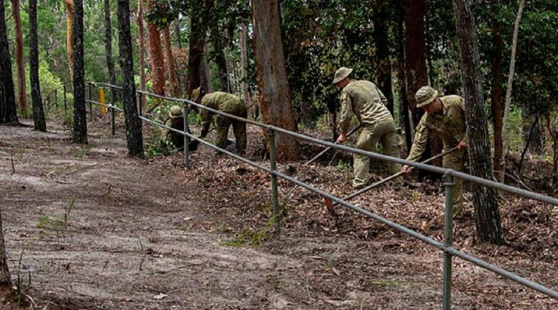 Volunteers from the 1st Signal Regiment clear a path used for cultural awareness activities at Terra Bulla Leumeah on North Stradbroke Island, Queensland. Story by Captain Miguel Ellis-Fragoso. Photo by Sergeant Anita Gill.