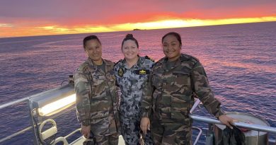 Lieutenant Commander Makaila Lasalo with women from the Tongan defence force. Story by Lieutenant Commander Andrew Ragless.