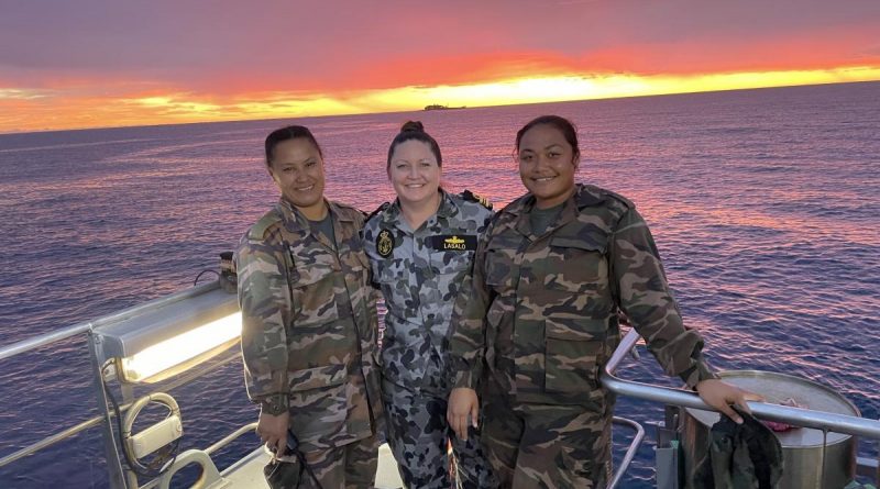 Lieutenant Commander Makaila Lasalo with women from the Tongan defence force. Story by Lieutenant Commander Andrew Ragless.