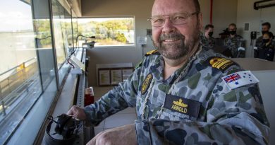 Officer-in-charge of the West Head gunnery range in Victoria, Lieutenant Commander Peter Arnold, prepares for a 76mm medium calibre firing against a towed surface target as part of annual continuation training. Story by Petty Officer Lee-Anne Cooper. Photo by Petty Officer James Whittle.