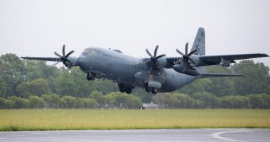 A C-130J Hercules departs RAAF Base Richmond, NSW, to assist the Government of Tonga after the eruption of the Hunga Tonga-Hunga Ha'apai volcano. Photo by Corporal Kylie Gibson.