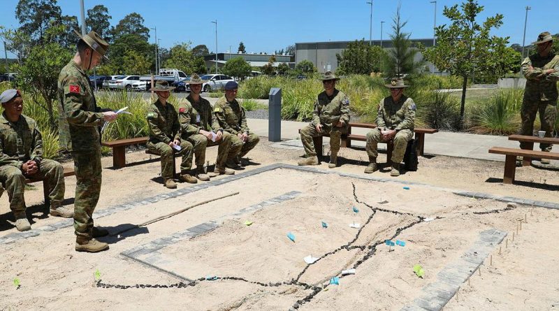 Captain Daniel Riedstra, of Headquarters 2nd Division, conducts orders for his training syndicate during the final phase of the All Corps Captains' Course at Holsworthy Barracks. Story by Captain Martin Hadley. Photo by Captain Jon Stewart.