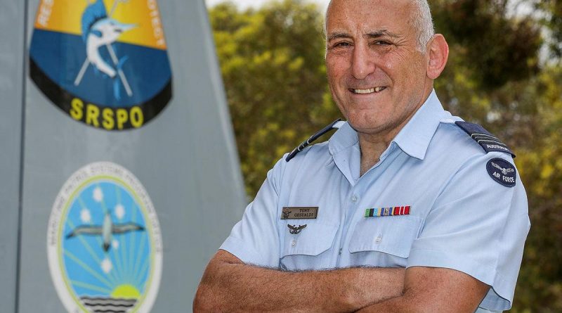 Squadron Leader Anthony Gesualdi, from the Surveillance and Response Systems Program Office at RAAF Base Edinburgh, South Australia, wearing his Federation Star awarded for 40 years’ service. Story by Leading Aircraftwoman Jasna McFeeters. Photo by Corporal Brenton Kwaterski.