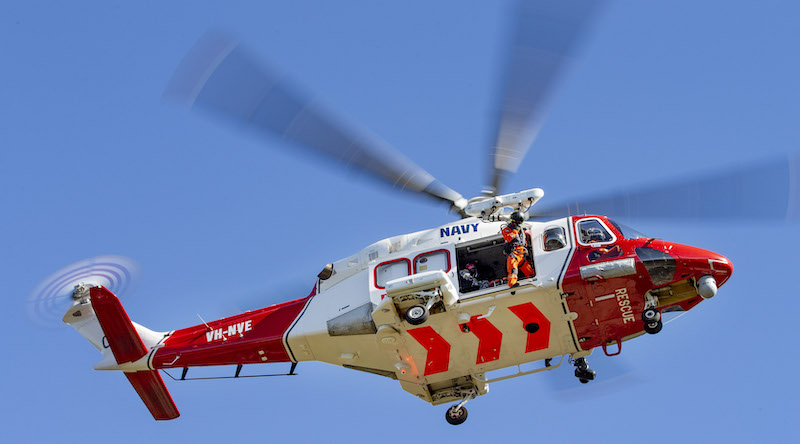 A AW139 helicopter operated by OPSTAR Pty Ltd at HMAS Albatross in Nowra, New South Wales. Photo by Chief Petty Officer Cameron Martin.