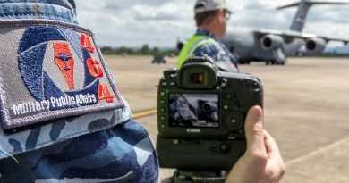 Air Force imagery specialists, from No. 464 Squadron, take imagery on the RAAF Base Richmond flightline. Story by Leading Seaman Kylie Jagiello. Photo by Corporal Dan Pinhorn.