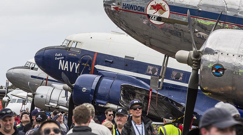 A collection of rare old warbirds at the Wings Over Illawarra air Show 2021. Photo by Brian Hartigan.