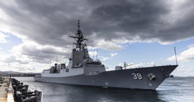 Royal Australian Navy destroyer HMAS Hobart prepares to berth in Hobart, Tasmania, in support of the 184th Royal Hobart Regatta. Story by Lieutenant Nancy Cotton. Photo by Leading Seaman Daniel Goodman.