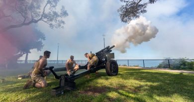 Soldiers re-enact the Bombing of Darwin during an 80th anniversary commemorative ceremony in the Northern Territory. Story by Paul McAlonan. Photo by Leading Seaman Shane Cameron.