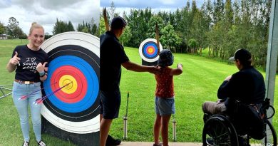 Some of the action at the archery-come-and-try-day in Berry, NSW, organised by Invictus Australia and Archery Australia. Photos supplied.