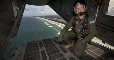 Corporal Tiana Heap enjoys the views of northern NSW during the first all-female crewed C-27J Spartan aircraft from No. 35 Squadron, based at RAAF Base Amberley. Story by Flight Lieutenant Tanya Carter. Photo by Leading Aircraftwoman Kate Czerny.