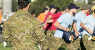 An Australian Defence Force School of Special Operations instructor takes aspiring Australian Olympic Games team athletes and coaches through a training session as part of the Gold Medal Ready program. Story by Corporal Jacob Joseph . Photo by Corporal Tristan Kennedy.