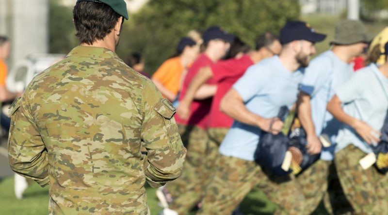 An Australian Defence Force School of Special Operations instructor takes aspiring Australian Olympic Games team athletes and coaches through a training session as part of the Gold Medal Ready program. Story by Corporal Jacob Joseph . Photo by Corporal Tristan Kennedy.