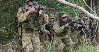 Royal Australian Air Force airfield defence guards from No. 1 Security Forces Squadron conduct an assault as part of Exercise Pacific Defender 2022 at Andersen Air Force Base, Guam. Story by Flight Lieutenant Pierce Dilettoso. Photo by Airman 1st Class Breanna Gossett.