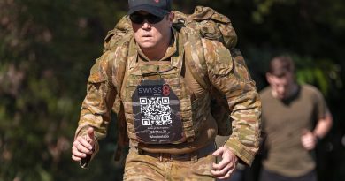 Captain Shannon Lemanski in training at Gallipoli Barracks wearing body armour and carrying an 18kg backpack. Story by Captain Taylor Lynch. Photo by Cpl Nicole Dorrett.