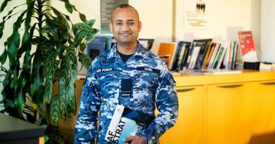 Royal Australian Air Force personnel capability officer Flying Officer Ishan Goel at Russell Offices in Canberra. Flight Lieutenant Jessica Aldred. Photo by Leading Aircraftman Adam Abela.