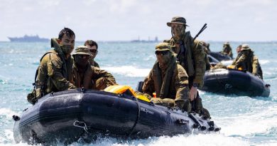 Soldiers from 2RAR's small boat platoon move 2nd Combat Engineer Regiment personnel onto Atata Island in Tonga. Story by Captain Zoe Griffyn. Photo by Petty Officer Jake Badio.