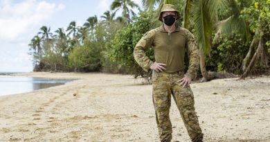 Army soldier Corporal Daniel Norrie on Pangaimotu Island, Tonga, as part of HMAS Adelaide's amphibious beach team. Story by Captain Zoe Griffyn. Photo by Petty Officer Jake Badior.