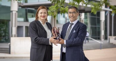 Chief Defence Scientist, Professor Tanya Monro presents Dr Alex Kalloniatis, right, with the 2021 Defence Minister’s Award for Achievement in Science in Canberra, ACT. Story by David Kilmartin. Photo by Ms Nicole Mankowski.