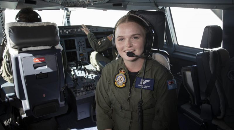 Air Force crew attendant Leading Aircraftwoman Hannah Heaney supports aircrew on board a KC-30A during air-to-air refuelling operations with a P-8A Poseidon as part of Exercise Diamond Seas 2022. Story by Flight Lieutenant Tanya Carter. Photo by Leading Aircraftwoman Kate Czerny.