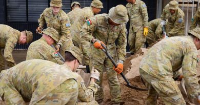 Soldiers deployed on Operation Flood Assist 2022 in Lismore, New South Wales, are making preparations to support local communities by door knocking, sandbagging and assisting with the relocation of residents. Story by Flight Lieutenant Dee Irwin. Photo by Corporal Jonathan Goedhart.