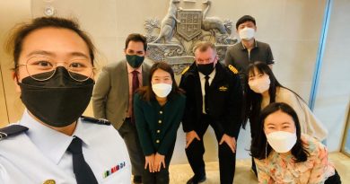 Royal Australian Air Force personnel capability officer Squadron Leader Esther Suh, left, with the Australian Embassy team in Seoul, Korea. Story by Flight Lieutenant Jessica Aldred. Photo from the Department of Defence.