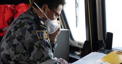 Chaplain Simote Finau delivers a Sunday prayer live on air on Radio Tonga from HMAS Adelaide during Operation Tonga Assist 2022. Story by Lieutenant Brendan Trembat. Photo by Leading Seaman David Cox.