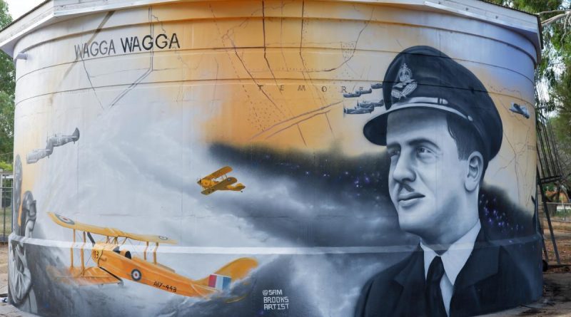 Air Force personnel who trained as part of the Empire Air Training Scheme in World War II have been depicted on murals commissioned as part of the Air Force 2021 Centenary at RAAF Base Wagga. Photo by Wing Commander Tony Wennerbom.