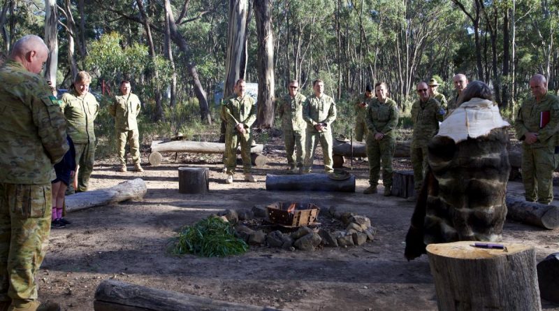 Australian Army soldiers and Defence civilian staff from Puckapunyal and Defence Plaza Melbourne participate in a Welcome to Country. Story by Major Peta Langbehn.