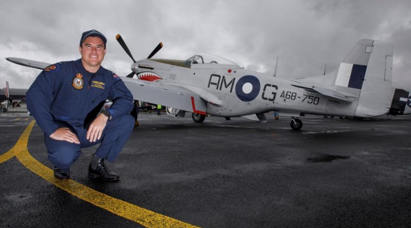 Air Force specialist capability officer Flight Lieutenant Ben Lappin, of No. 100 Squadron, with the Air Force Mustang aircraft at the Warbirds over Scone Air Show in the Hunter Valley, NSW. Story by Flying Officer Felicity Abraham. Photo by Corporal Craig Barrett.