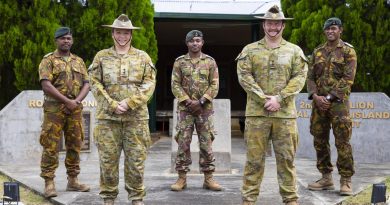 Papua New Guinea Defence Force and Australian Army personnel who were classmates at the Royal Military College at Duntroon are reunited at the Headquarters 2nd Battalion, Royal Pacific Islands Regiment, in Wewak, Papua New Guinea. Story by Captain Diana Jennings.