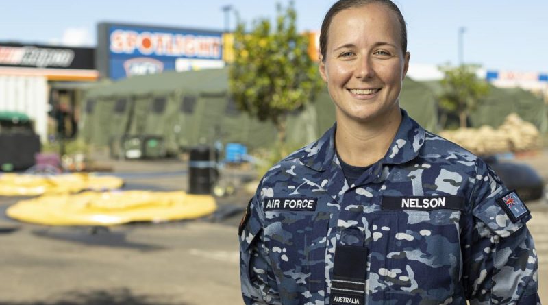 Royal Australian Air Force officer Flight Lieutenant Darby Nelson from No. 17 Squadron deployed at the Spotlight Trans-Shipment Area in Lismore, during Operation Flood Assist 2022. Story by Flying Officer Lily Lancaster.