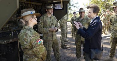 Princess Anne talks with soldiers from 145th Signal Squadron during her visit to Holsworthy Barracks in Sydney. Story by Captain Annie Richardson. Photo by Sergeant Tristan Kennedy.