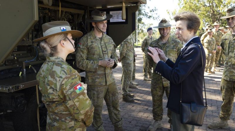 Princess Anne talks with soldiers from 145th Signal Squadron during her visit to Holsworthy Barracks in Sydney. Story by Captain Annie Richardson. Photo by Sergeant Tristan Kennedy.