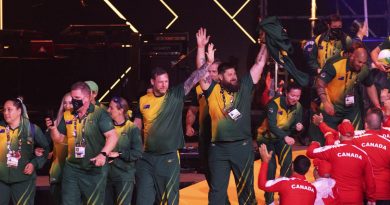 Australian Invictus Games 2020 competitors enter the stadium during the Invictus Games 2020 closing ceremony at Invictus Games Park in The Hague, Netherlands. Story by Tina Langridge . Photo by Flight Sergeant Ricky Fuller.