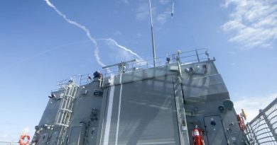 HMAS Perth launches the Nulka missile decoy system during the surface-to-air missile exercise during Exericise Rim of the Pacific.