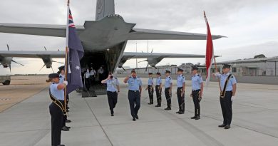 Chief of Staff, Indonesian Air Force, Air Chief Marshal Fadjar Prasetyo (centre), accompanied by Air Force Attache - Jakarta Group Captain Ken Bowes, is welcomed to RAAF Base East Sale with a guard of honour. Story by Flight Lieutenant Kate Davis. Photo by Petty Officer Richard Prideax.