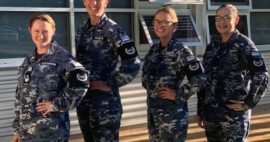 The all-female class of Military Skills Instructor Course graduates (from left): Flight Sergeant Jessie Blackburn, Leading Aircraftwoman Sarah Probyn, Corporal Danielle Cowan and Corporal Kelly Jeffery. Story by Squadron Leader Greg Kilpatrick and Flight Lieutenant Kate Davis.