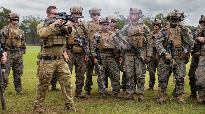 Army Corporal Sam Jamieson from 6th Battalion, Royal Australian Regiment trains with the United States Marine Corps at Shoalwater Bay training area, Queensland, as part of Exercise Southern Jackaroo 2022. Story by Major Jesse Robilliard. Photo by Corporal Dustin Anderson.
